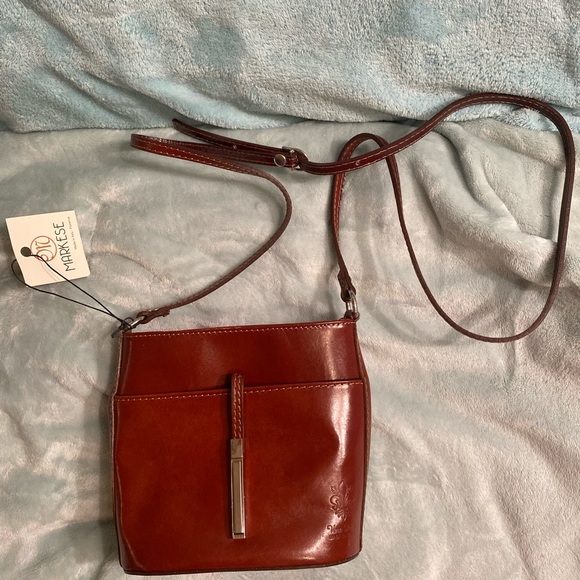 Cute NWT Made in Italy Markese brown bucket bag - Picture 2 of 3